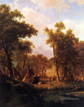 Campement indien Shoshone Village Albert Bierstadt Peinture à l'huile